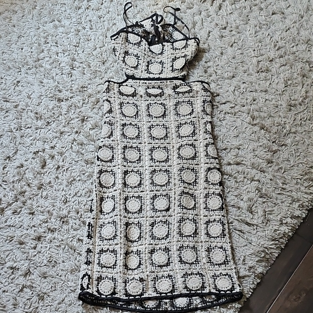 Vici Strapless Black and White Geometric Dress